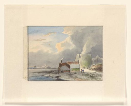 Winter landscape with a lime kiln