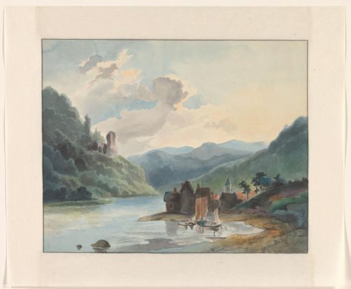 Village by a Lake in a Mountain Landscape