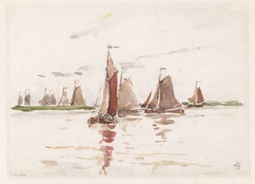 Fishing boats on a river