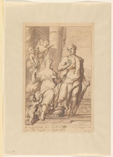Prudence shows Hercules the mirror of virtue and courage