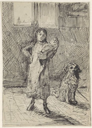 Girl with a Doll and a Dog