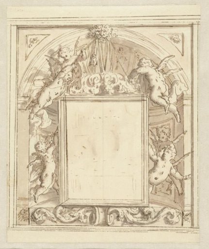 Cartouche surrounded by putti