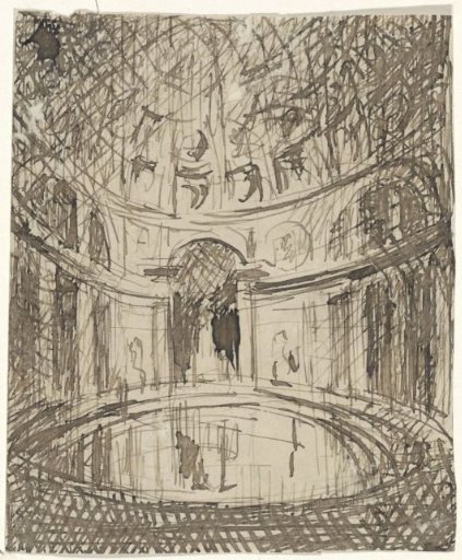 Church Interior with a Dome in Rome