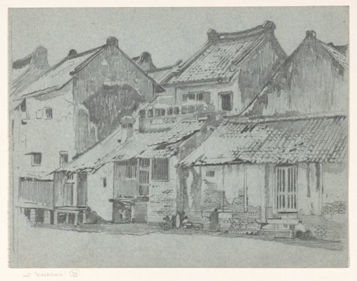 Rear Facades of Houses on a River in Batavia