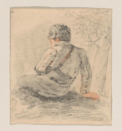 Seated boy, seen from behind