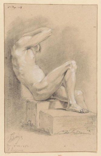 Seated male nude, seen from the side (3rd prize 1767)