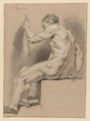 Seated male nude, seen from the side (3rd prize 1770)