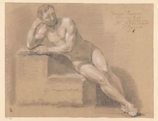 Seated male nude, seen from the front (3rd prize 1776)