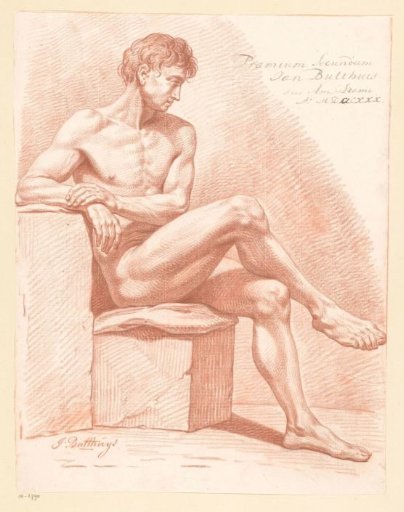 Seated male nude, seen from the side (2nd prize 1780)