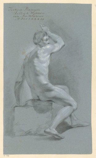 Seated male nude, seen from the back (3rd prize 1782)