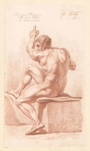 Seated male nude, viewed from the back (2nd prize 1785)