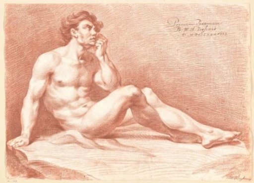 Seated male nude, seen from the side (1st prize 1788)
