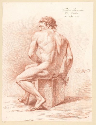 Seated male nude, seen from the back (3rd prize 1791)