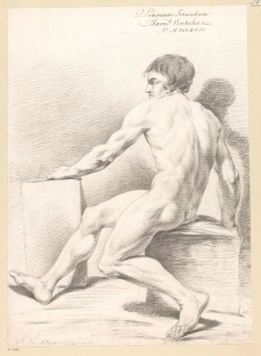 Seated male nude, seen from the side (2nd prize 1792)