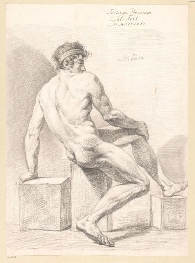 Seated male nude, seen from the back (3rd prize 1792)