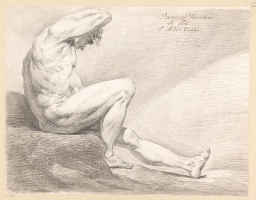 Seated male nude, seen from the side (2nd prize 1793)