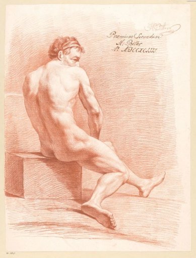 Seated male nude, seen from the back (2nd prize 1794)