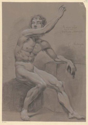 Seated male nude, seen from the side (3rd prize 1796)