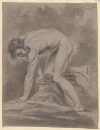 Kneeling male nude, seen from the side (3rd prize 1798)