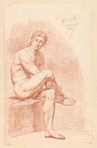 Seated male nude, seen from the side (3rd prize 1799)