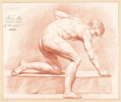Kneeling male nude, seen from the side (2nd prize 1801)