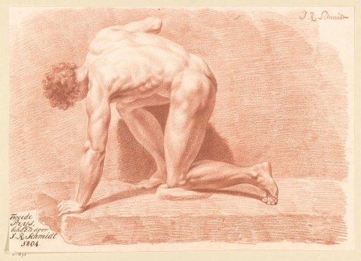 Kneeling male nude, seen from the side (2nd prize 1804)
