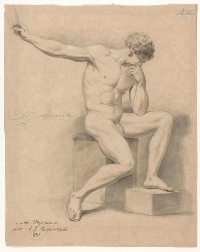 Seated male nude, seen from the front (3rd prize 1805)