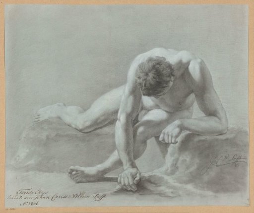 Seated male nude leaning forward (2nd prize 1806)