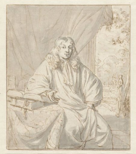 Portrait of Hugo van der Helst, seated at a table