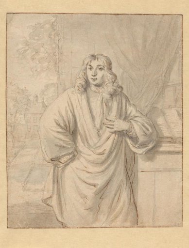Portrait of Hugo van der Helst and view in a garden