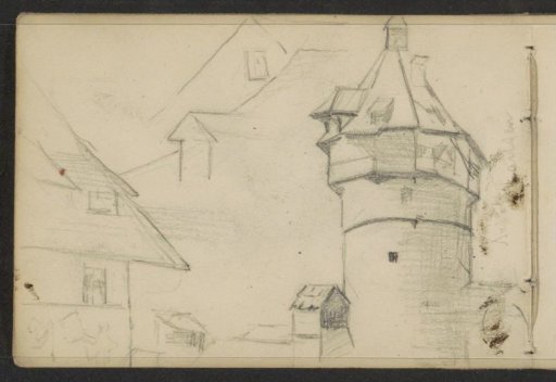 Roofs of houses and a tower