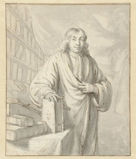 Portrait of Hugo van der Helst, standing in his library