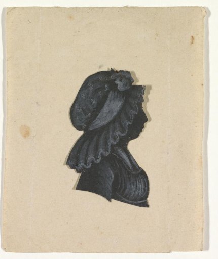 Silhouette of a woman, looking to the right