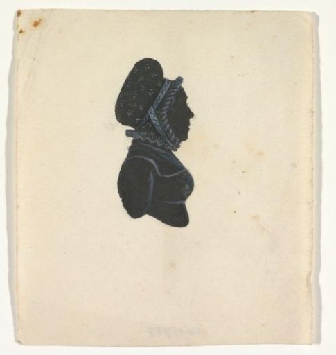 Silhouette of a woman, looking to the right