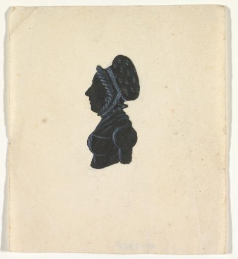 Silhouette of a woman, looking to the left