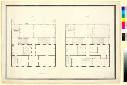 Architectural design drawing with floor plans of the first and second floors of the house Kops in Haarlem