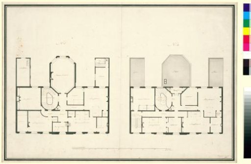 Architectural design drawing with floor plans of the third and fourth floors of the house Kops in Haarlem