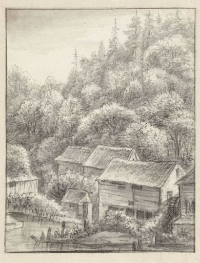 Houses against a wooded slope