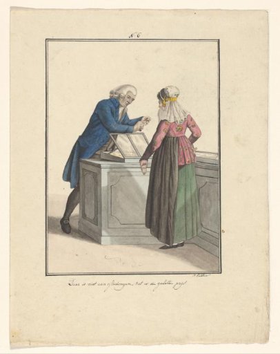 Shopkeeper of the Moravian Church with a Customer