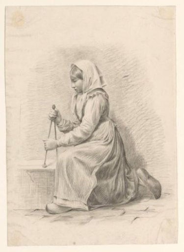 Kneeling girl, facing left