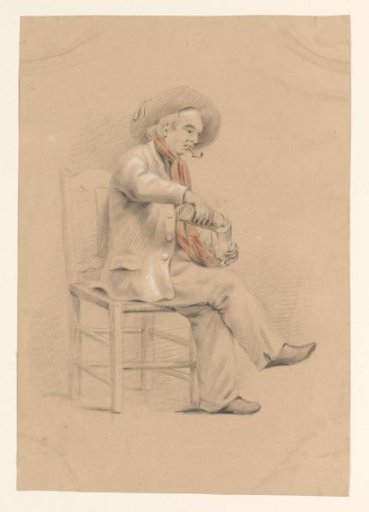 Man sitting in a chair pouring a glass