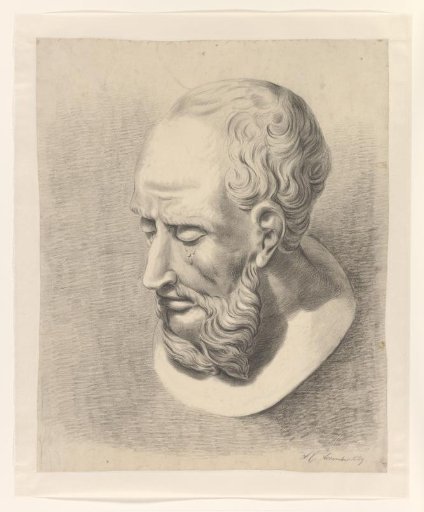 Plaster statue of a weeping man, bust