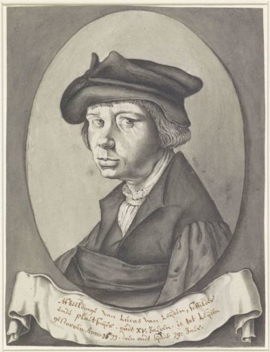 Portrait of Lucas van Leyden, in oval facing left