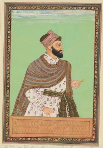 Portrait of Muhammad Ibrahim; he first served as army commander of Karnatak; subsequently he became commander of the cavalry and now wages war as army commander against Aurangzeb