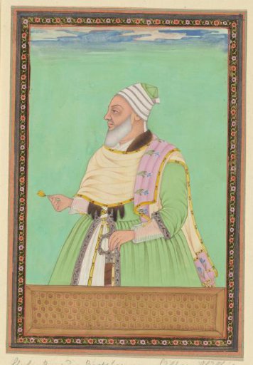 Portrait of Shah Raju, the spiritual guide (pir) of Sultan Abul Hasan