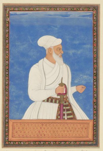 Portrait of Muhammad Amin, who was fortress commander (qal'adar) of Golconda, both during the reign of Sultan Abdullah and during the reign of Sultan Abul Hasan