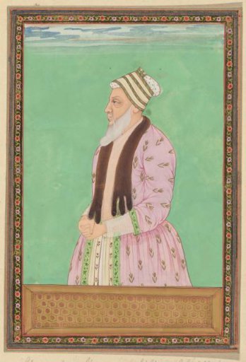 Portrait of Sharza Khan, who served as vizier during the reign of Sultan Abdullah and is also vizier during the reign of Abul Hasan