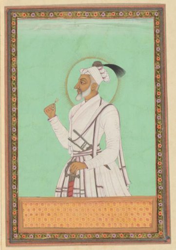 Portrait of Aurangzeb, youngest son of Shah Jahan, who during his father's time reigned over the province of Deccan, and after his father's death reigned over all Delhi after having killed all three of his brothers.