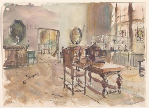 View in a Hall of the Rijksmuseum: Tables, Cabinets, and Vitrines