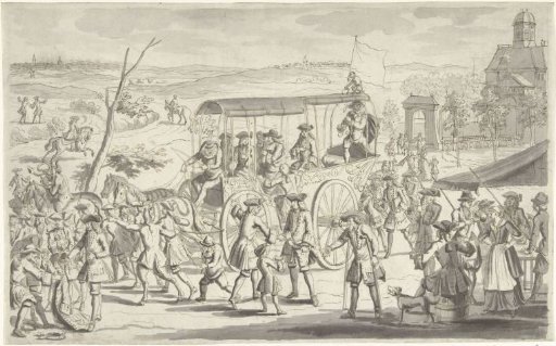 Design drawing for the print of the Actionists on the way to Vianen, 1720